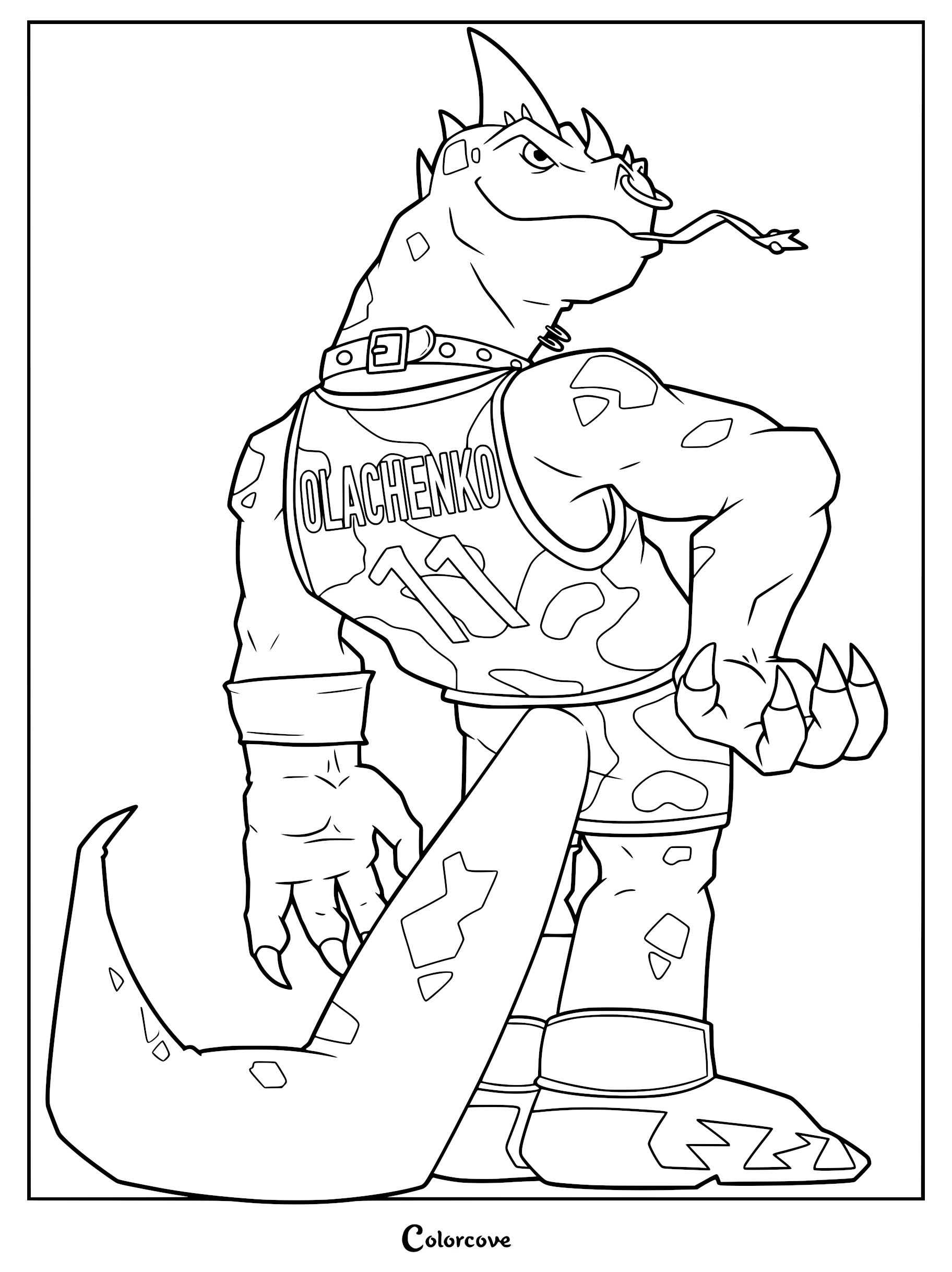 Modo Olachenko from the movie GOAT wearing his number 11 jersey in this printable coloring page.