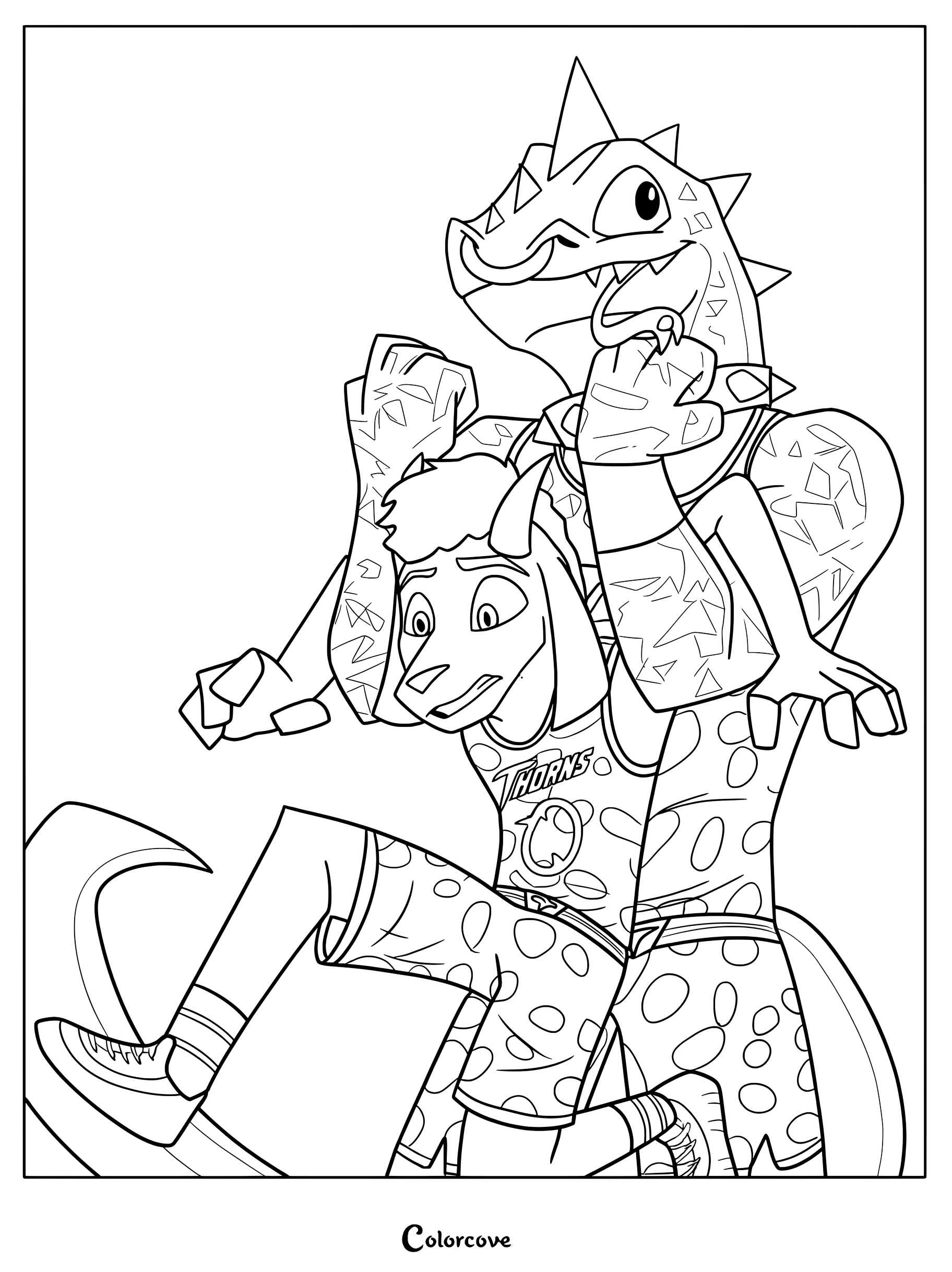 Este fan art presenta a los personajes Modo Olachenko y Will Harris de la película animada de 2026 Película de GOAT como una página para colorear imprimible.
