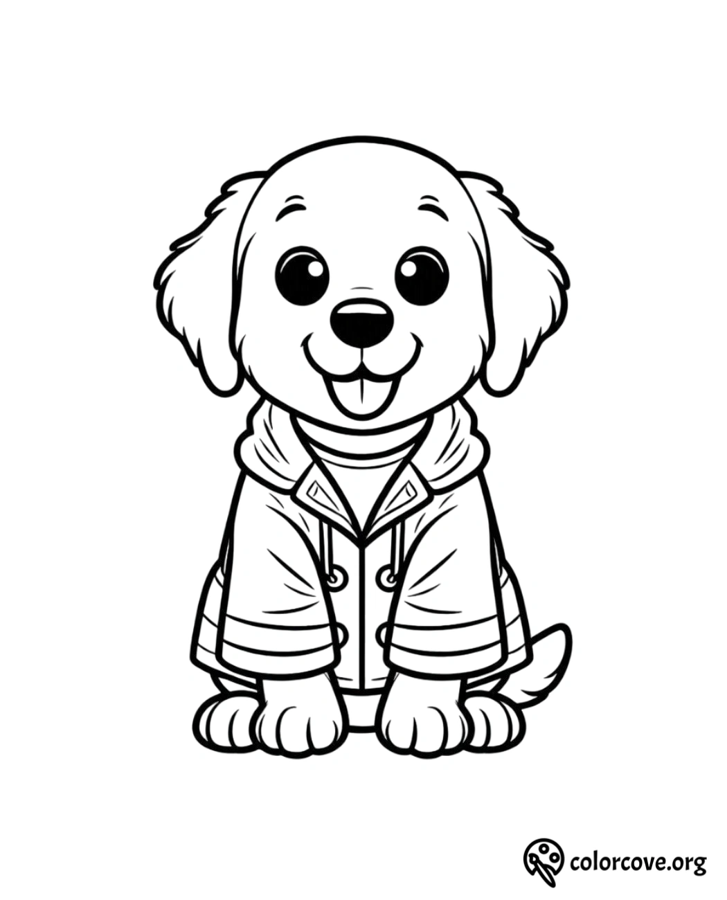 a cartoon of a dog wearing a coat