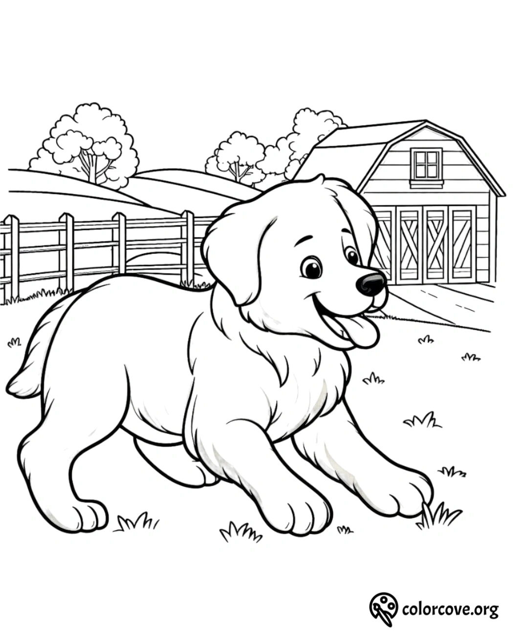 a cartoon of a dog running in a field