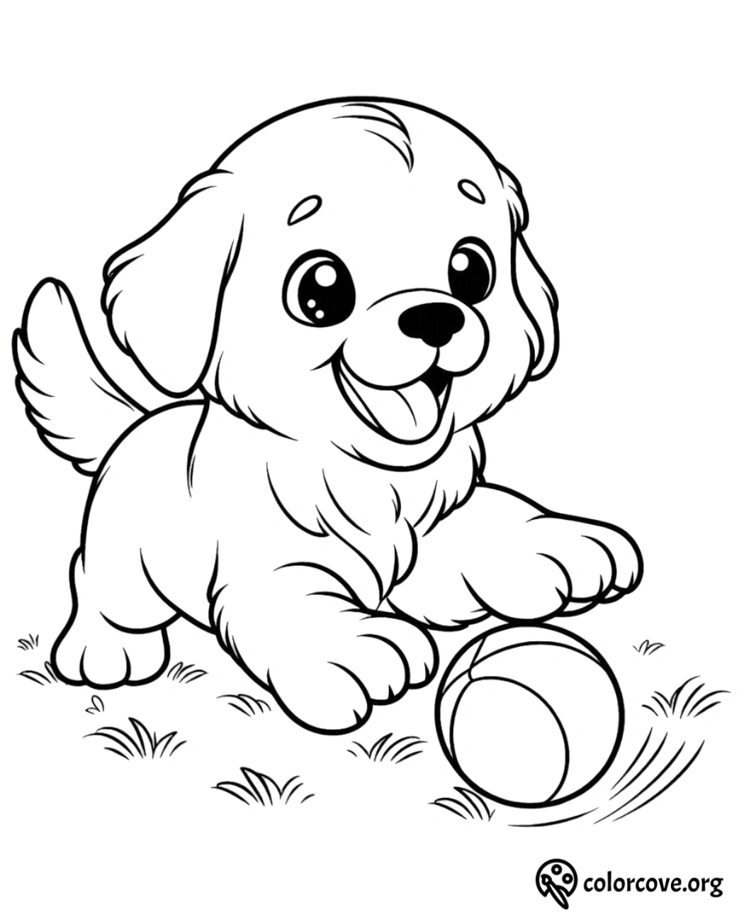 a cartoon of a dog playing with a ball