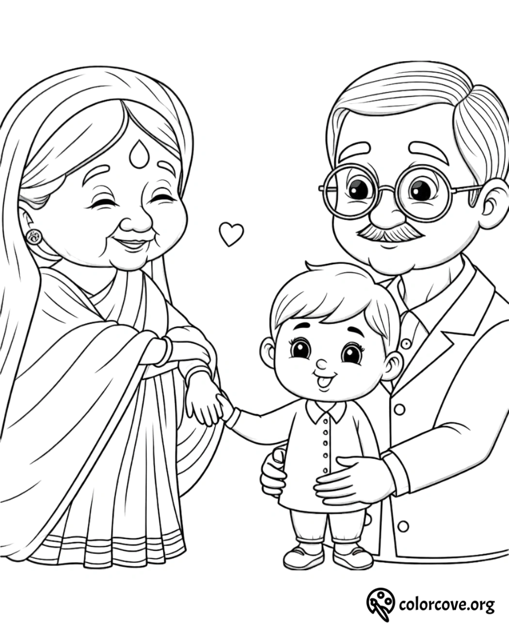 a coloring page of a family