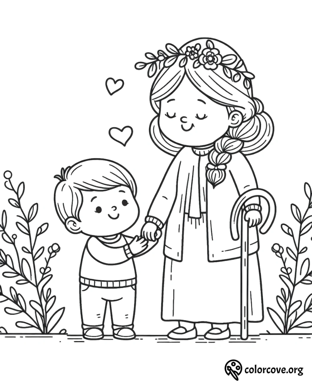 a cartoon of a woman holding a child's hand