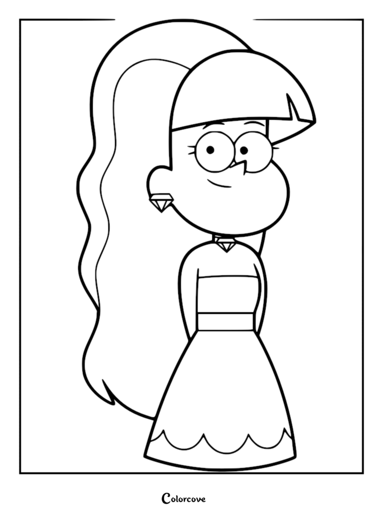 Pacifica Northwest from Gravity Falls wearing a dress and diamond jewelry in this printable coloring page.