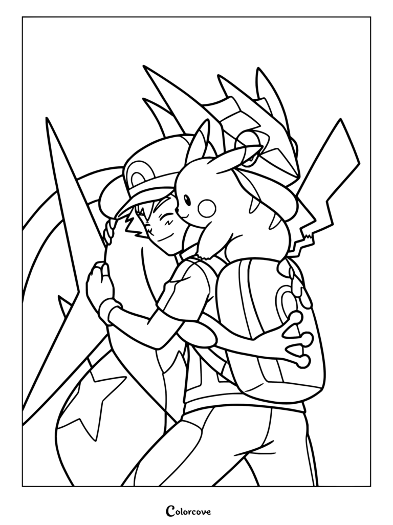Sacha faisant ses adieux à Amphinobi dans un coloriage émouvant d'Amphinobi.