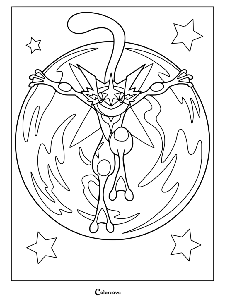 Coloriage d'Amphinobi devant la lune