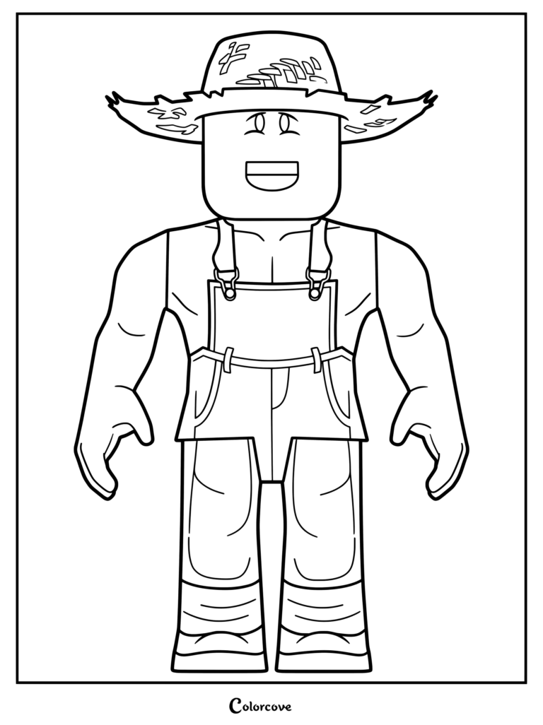 Coloriage à imprimer du PNJ Sam du jeu Roblox Grow a Garden dans son rôle de vendeur