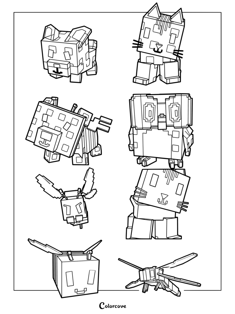 Ces personnages sont des animaux virtuels du jeu Roblox Grow a Garden au format de page de coloriage à imprimer.