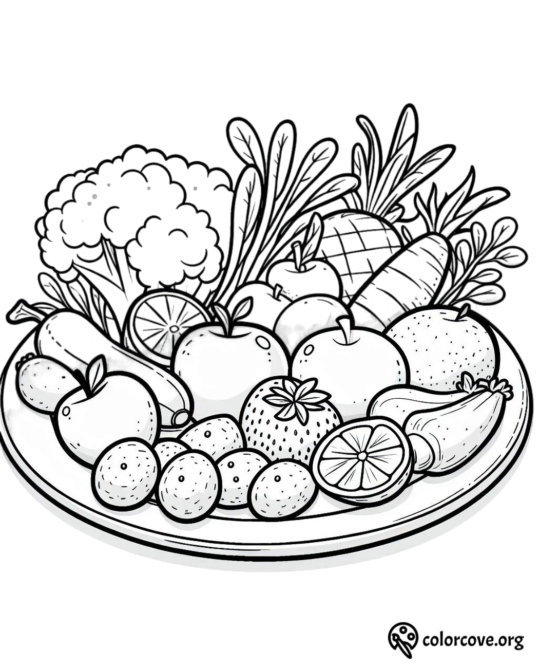 a plate of fruits and vegetables