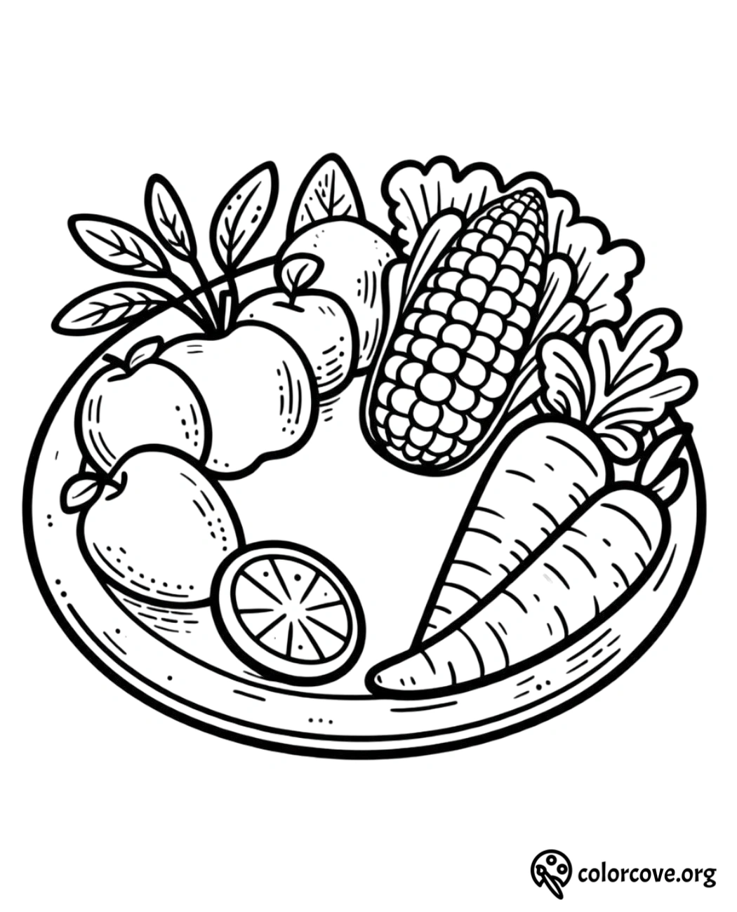 a plate of fruits and vegetables