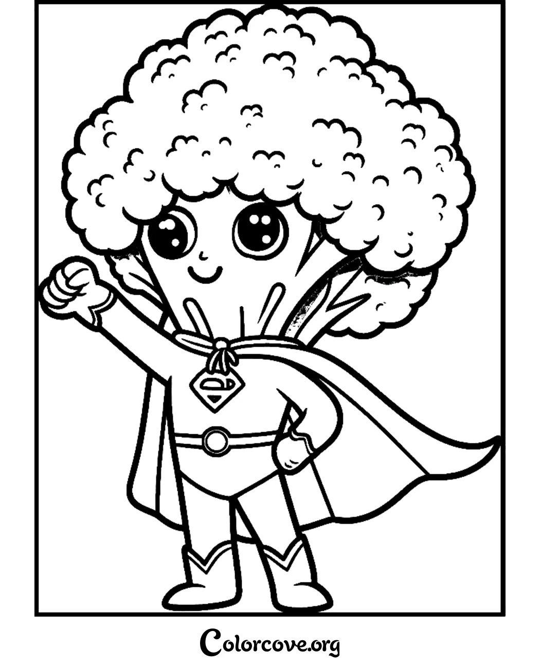 Teach kids about the benefits of vegetables with this fun and free printable superhero broccoli coloring page. It is a great way to encourage healthy eating habits while sparking creativity in children.