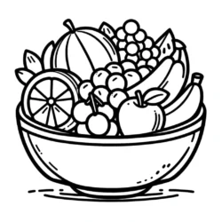 a bowl of fruit with a white background