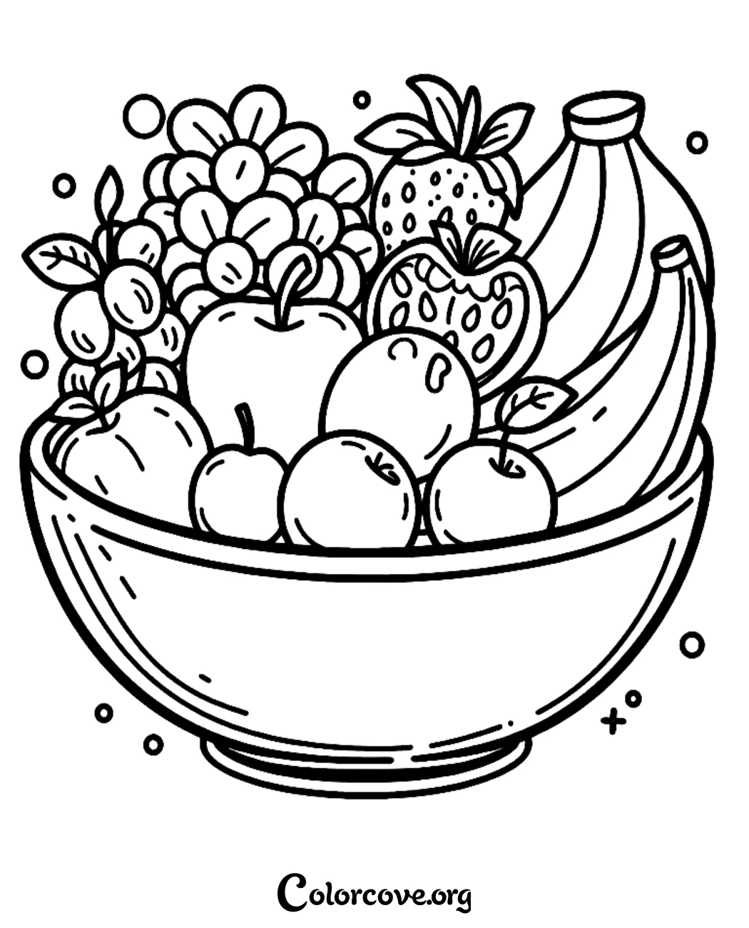Encourage healthy eating habits with this fun and easy-to-print fruit bowl coloring page. Perfect for preschool and elementary students learning about nutritious snacks and foods.