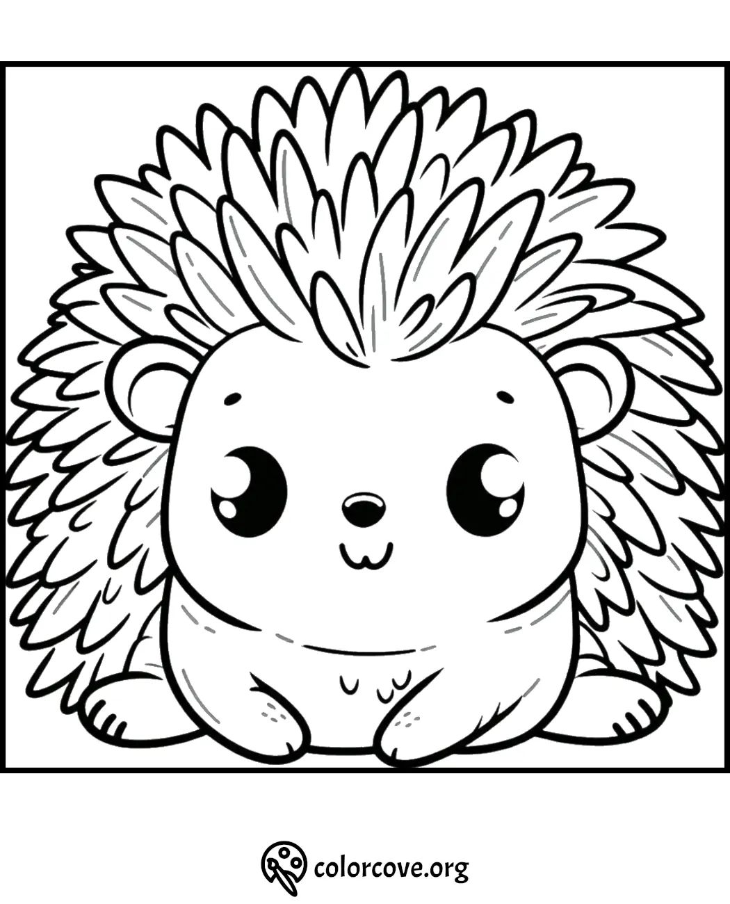 Adorable hedgehog coloring page for kids, perfect for creative fun and educational activities. Free printable at colorcove.org.