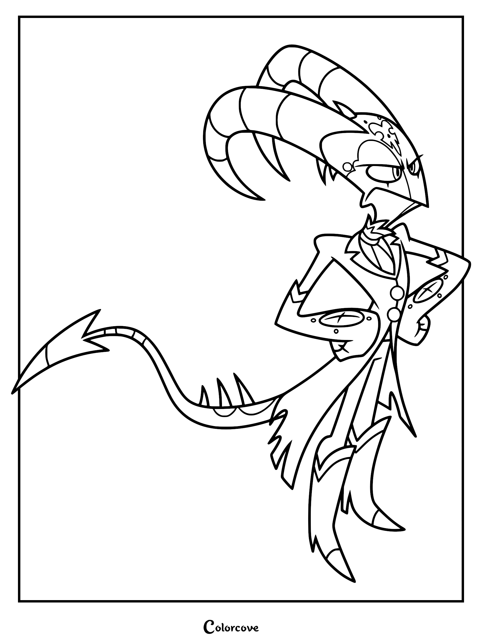 Blitzo wearing a formal bodyguard suit and tie in this printable coloring page.