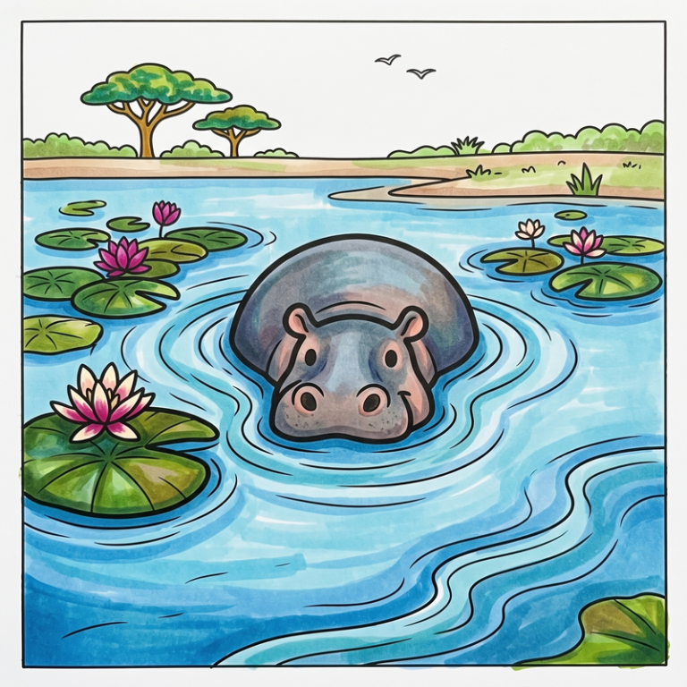 29 Coloriages Hippopotame Gratuits à Imprimer