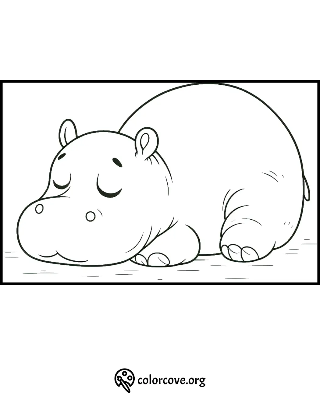 Sleeping hippo coloring page for kids to print and color from colorcove.org. Perfect for fun and creative activities.