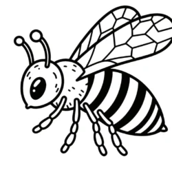 a black and white drawing of a bee