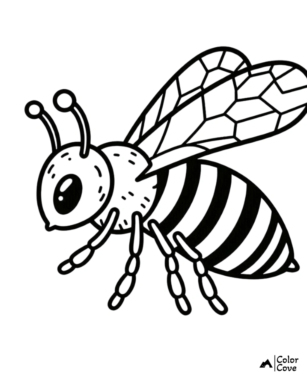 a black and white drawing of a bee