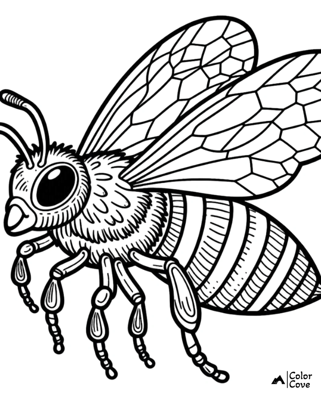 a black and white drawing of a bee