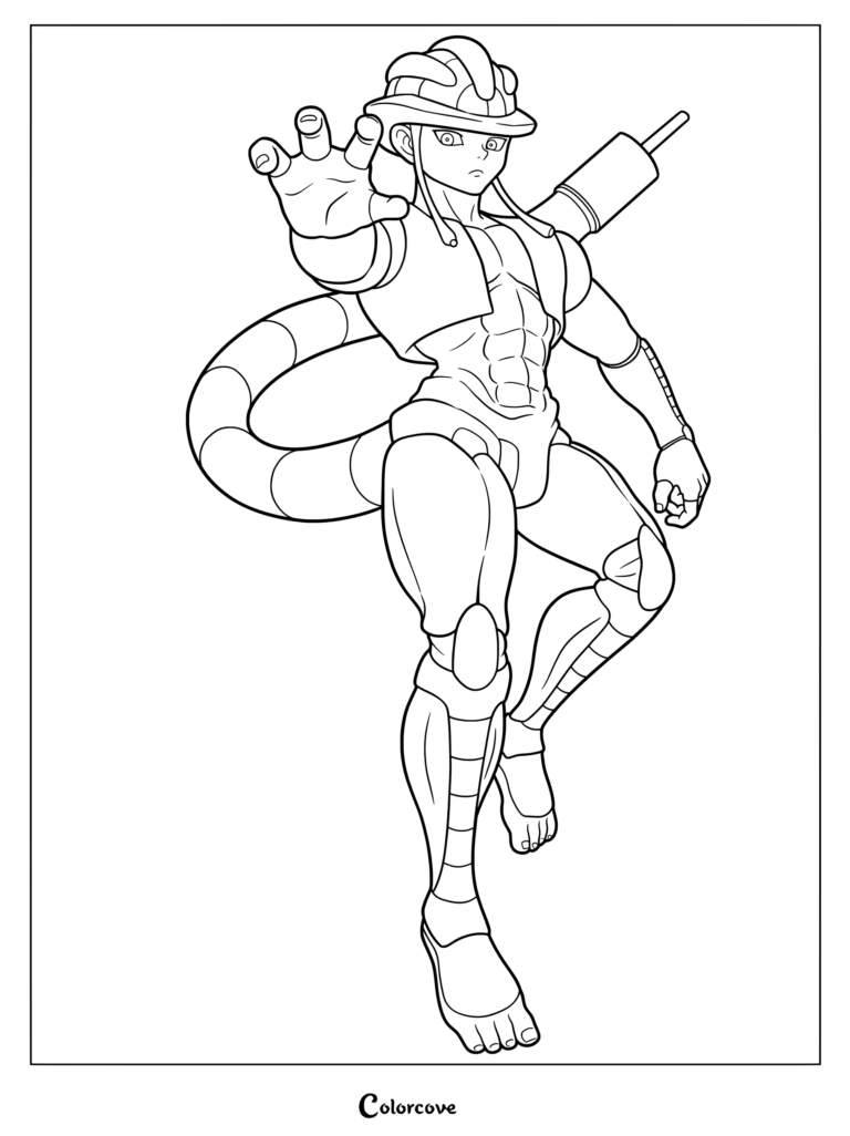 Page de coloriage de Meruem de Hunter x Hunter représentant le Roi des Fourmis-chimères dans une pose dynamique avec le bras tendu.