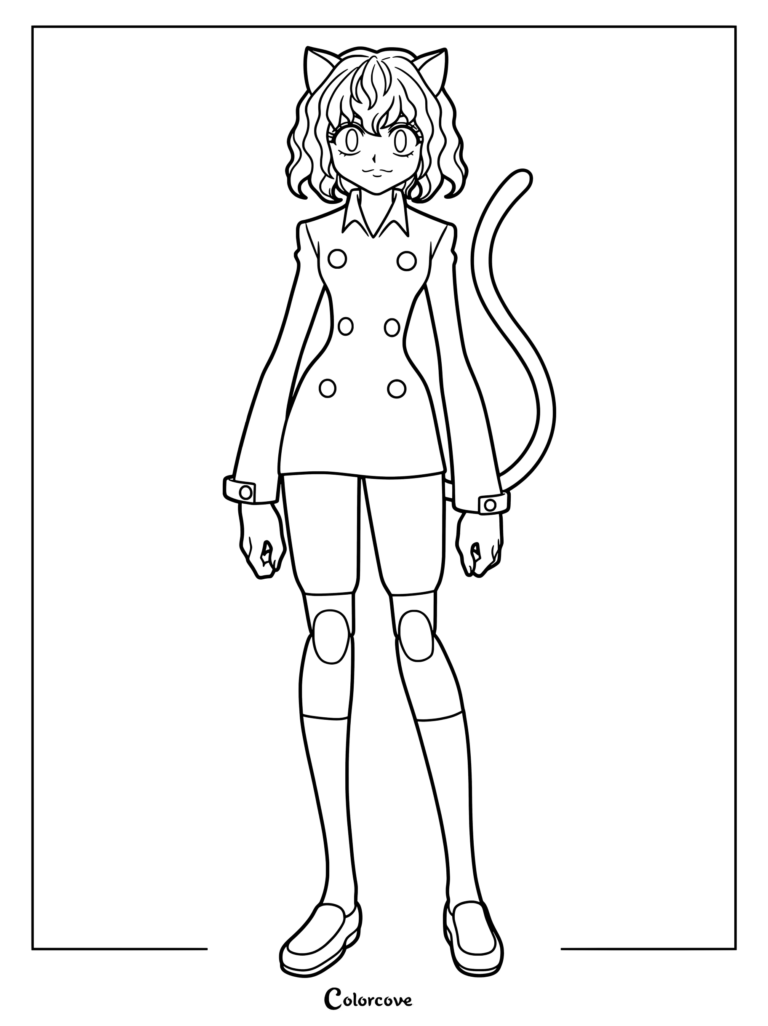 Page de coloriage de Neferpitou de Hunter x Hunter
