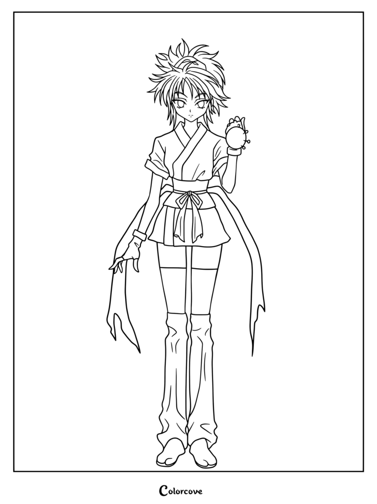 Page de coloriage de Machi Komacine de Hunter x Hunter