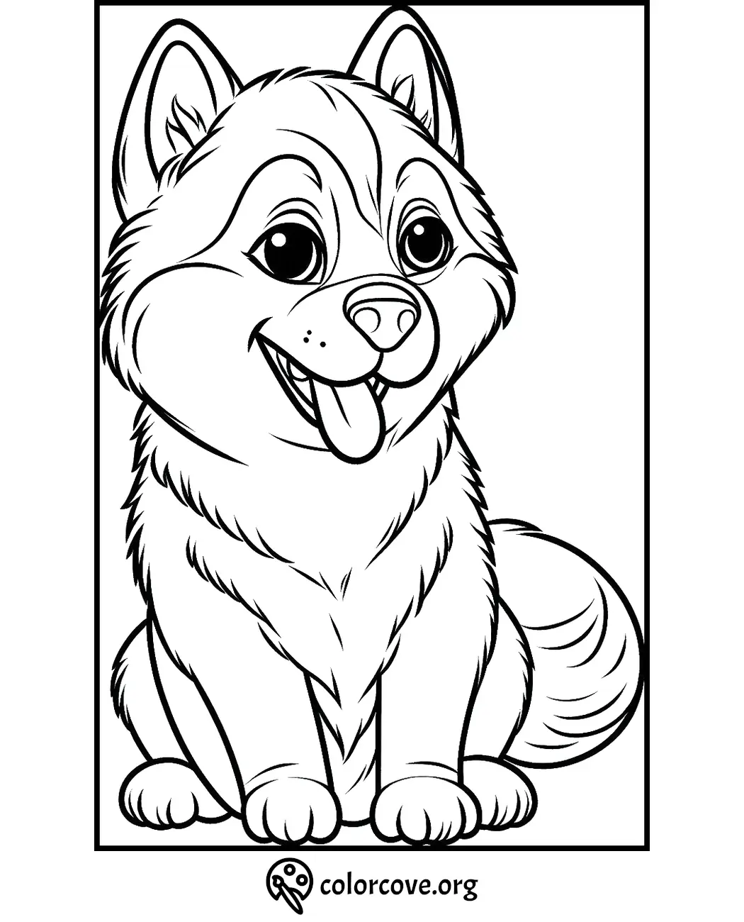 Cute puppy coloring page for kids. Adorable dog illustration for coloring fun. Free printable at colorcove.org.