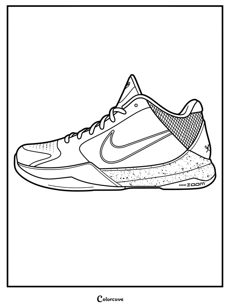 Page de coloriage de la Nike Kobe 5 sortie en 2010 et portée par Kobe Bryant
