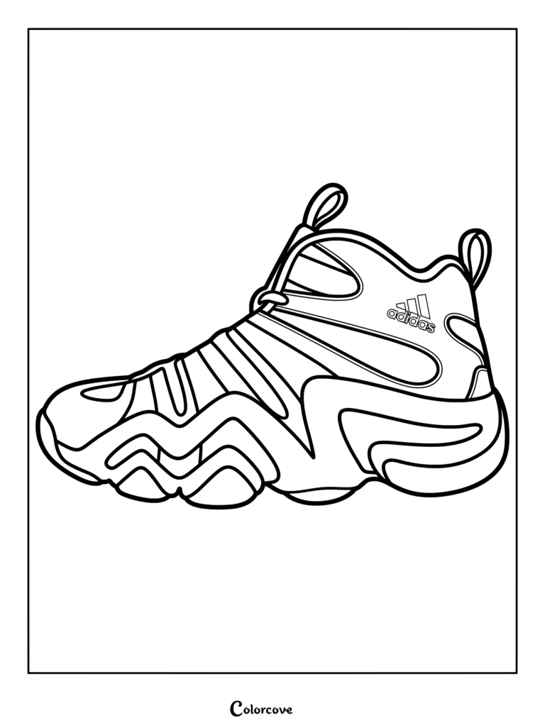 Page de coloriage gratuite à imprimer des Baskets Iconiques Adidas KB8 sorties en 1998 et portées par Kobe Bryant