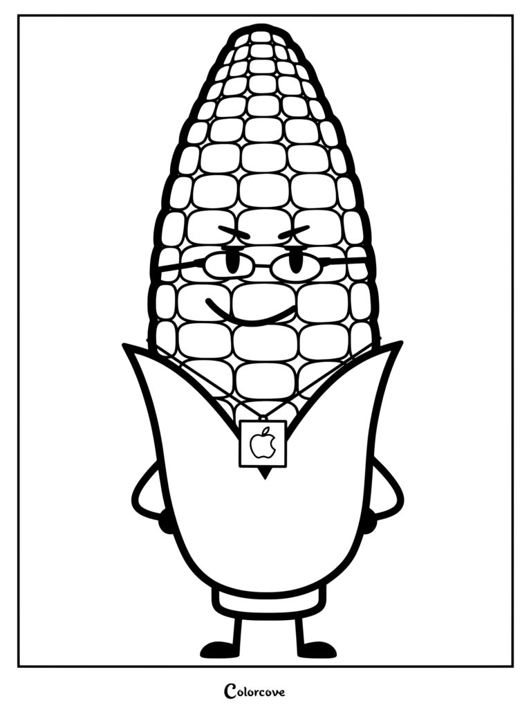 Coloriage de Steve Cobs d'Inanimate Insanity montrant le PDG de la tech portant des lunettes et son collier MePhone.