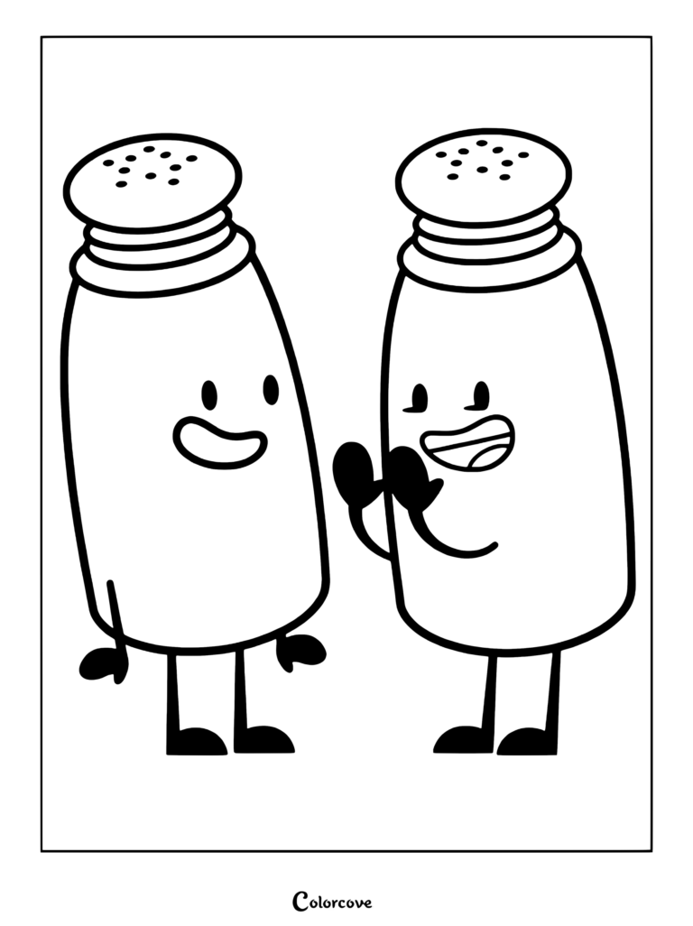 Coloriage à imprimer de Sel et Poivre d'Inanimate Insanity, montrant les deux personnages debout ensemble.