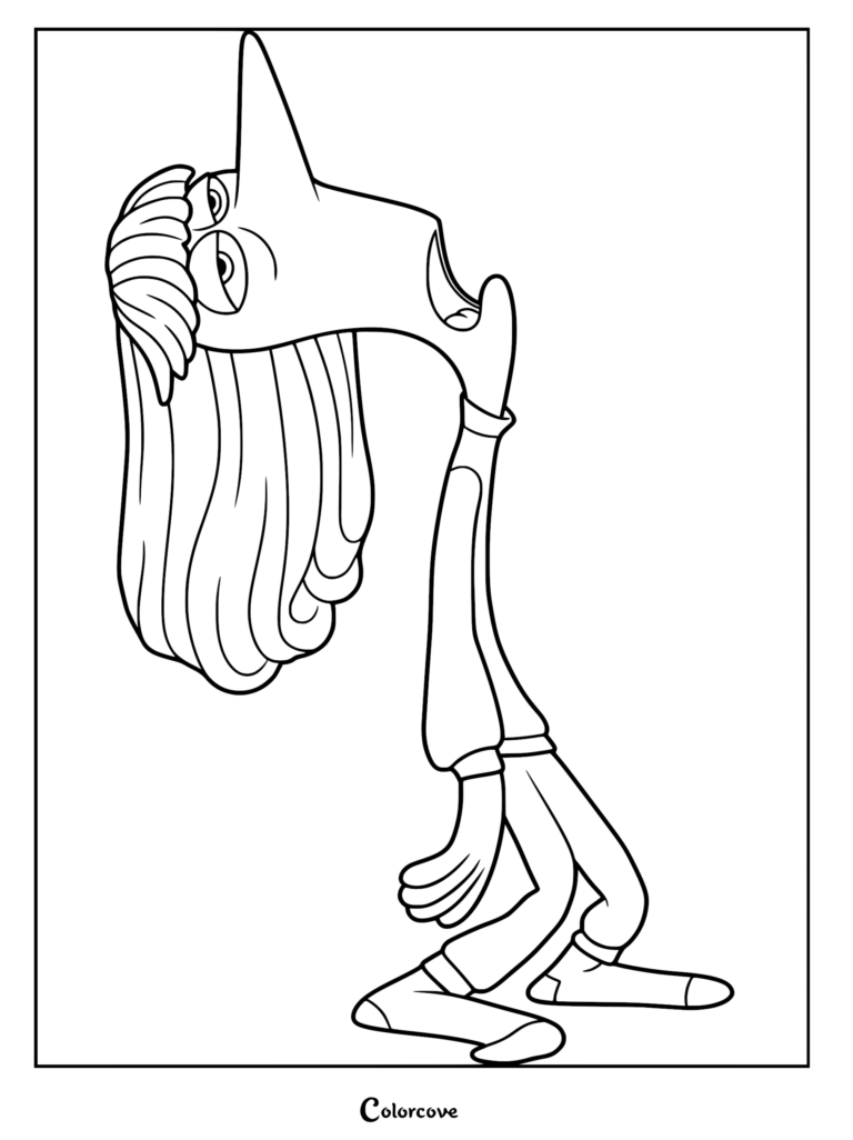 Ennui from Inside Out leaning back with a bored expression in this printable coloring page.
