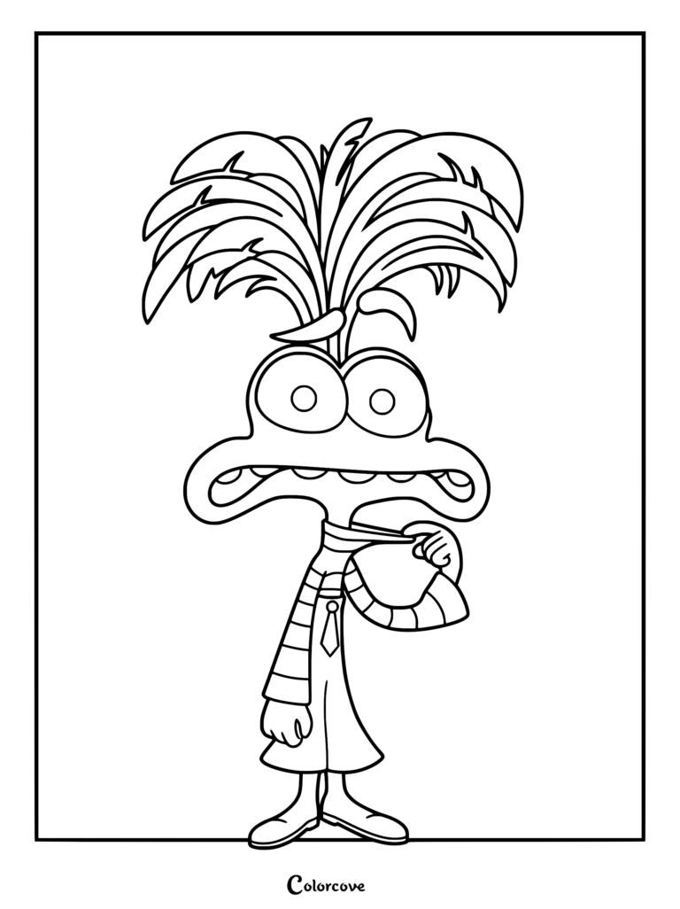 Anxiety from Inside Out with wild hair and striped sleeves, a printable coloring page.