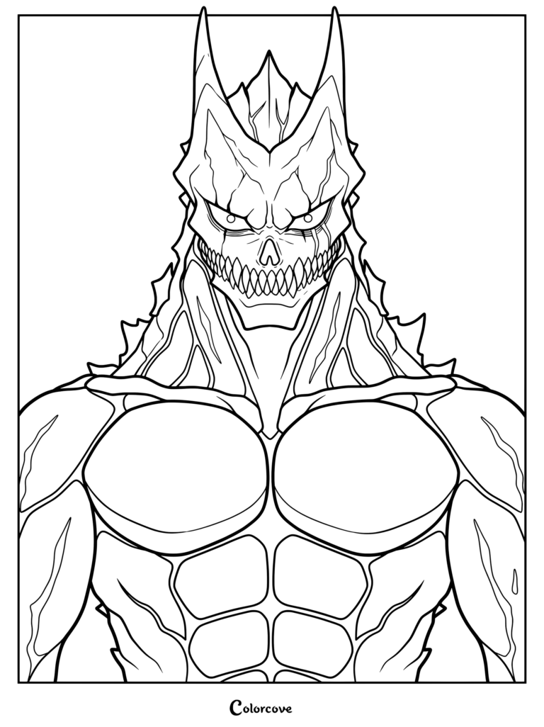 Kafka Hibino dans sa forme transformée de Kaiju No. 8 de la série animée Kaiju No. 8. page de coloriage