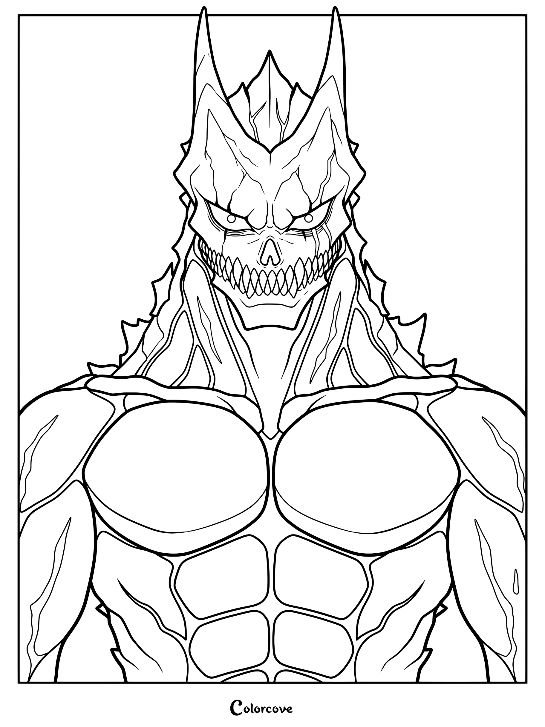 Kafka Hibino en su forma transformada de Kaiju No. 8 de la serie de anime Kaiju No. 8. página para colorear