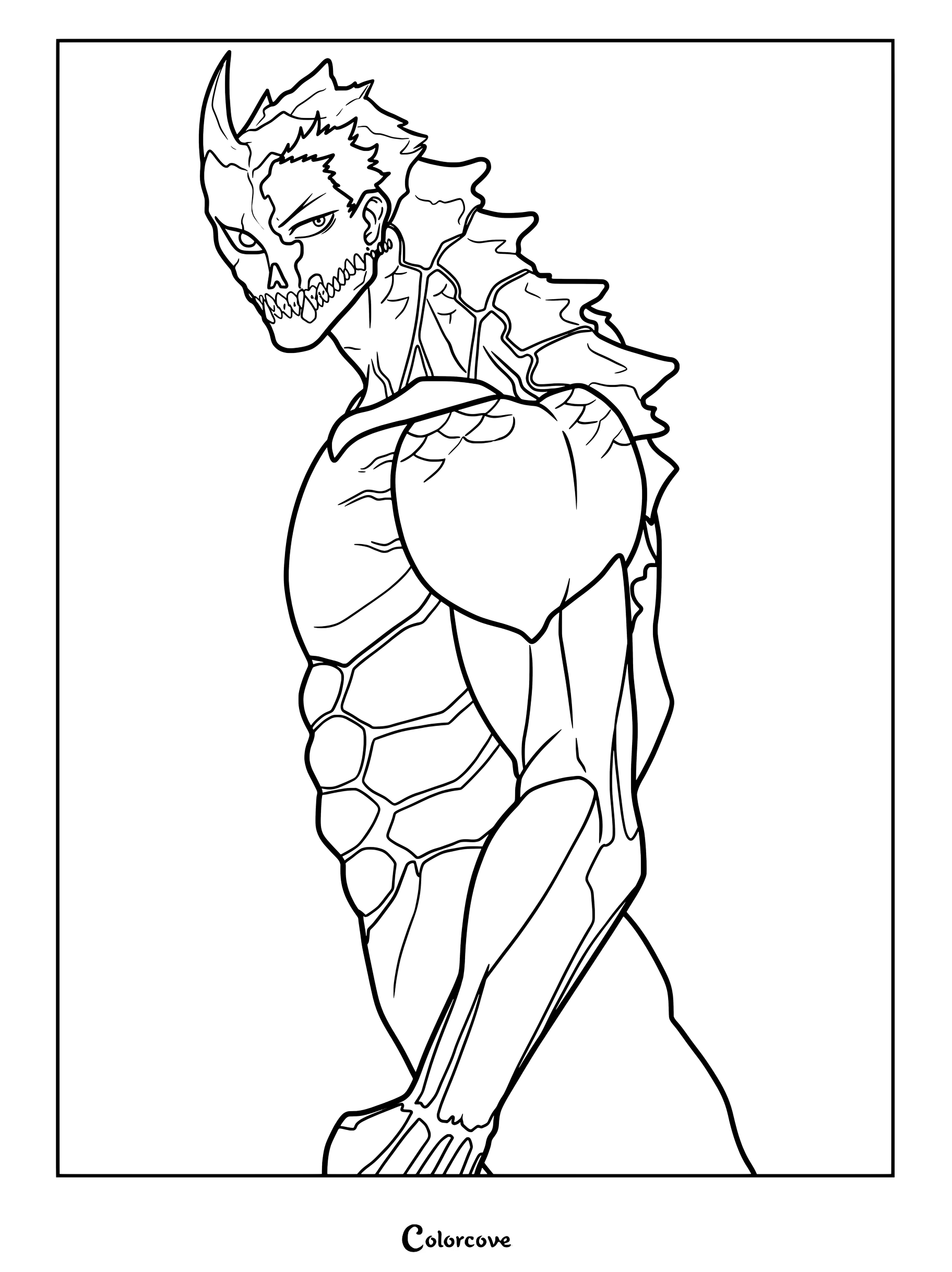 Dibujo para colorear de Kafka Hibino transformado en Kaiju No. 8
