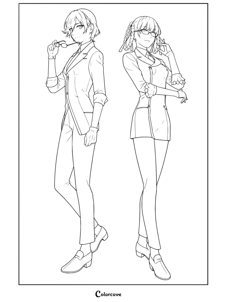 Coloriage à imprimer de Rei Batsubami et Kirari Momobami de la série animée Kakegurui ××.