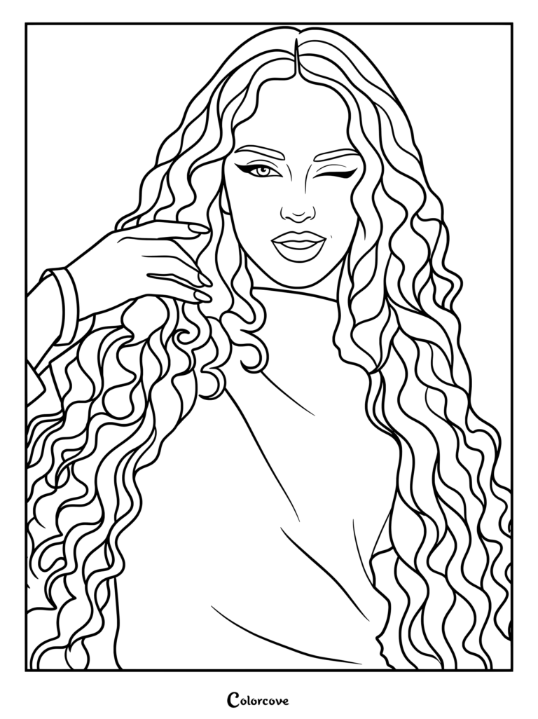 Page de coloriage de Daniela Avanzini du groupe féminin mondial KATSEYE lors d'une séance photo promotionnelle pour Matrix