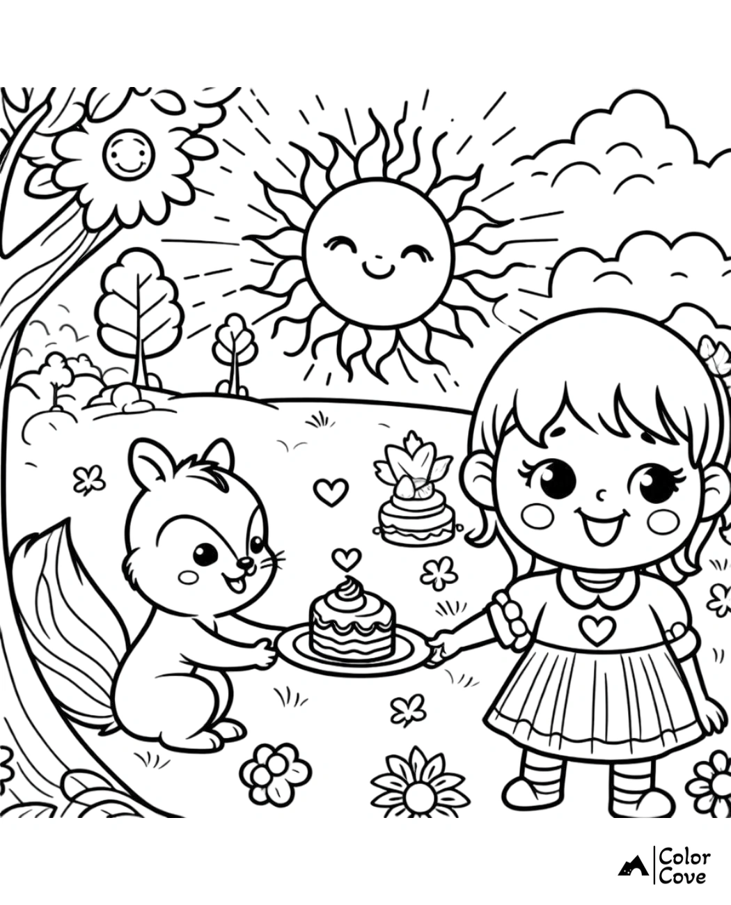 a cartoon of a girl holding a cake