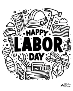 a black and white illustration of a labor day