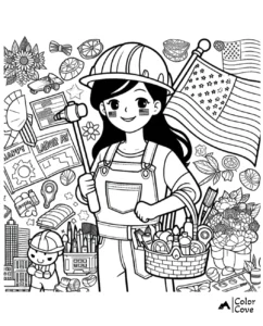a cartoon of a woman holding a tool