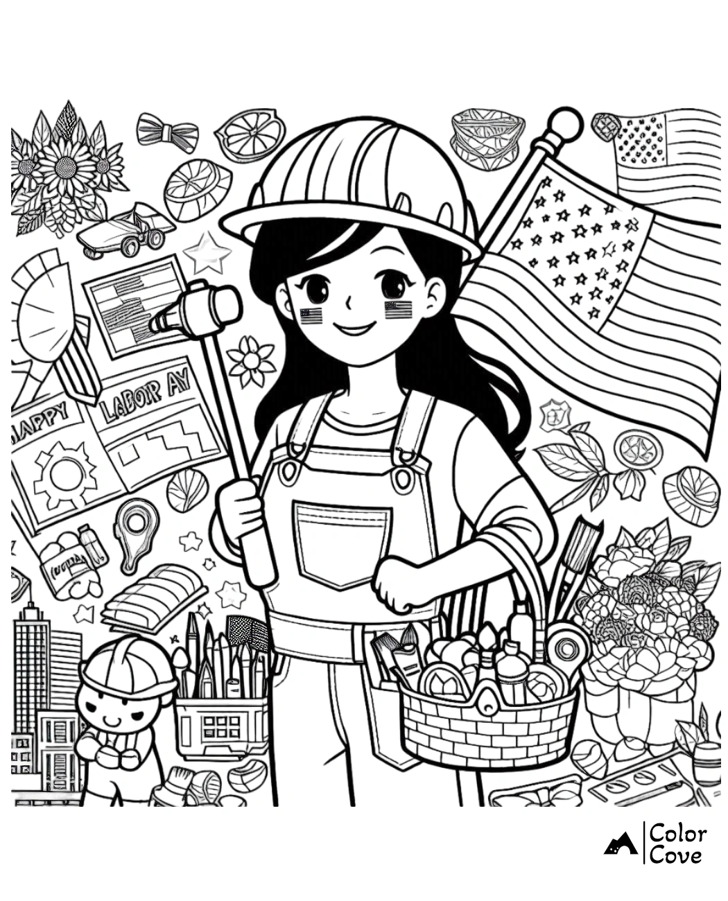 a cartoon of a woman holding a tool