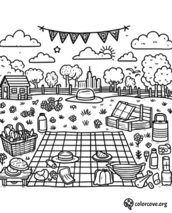 a drawing of a picnic