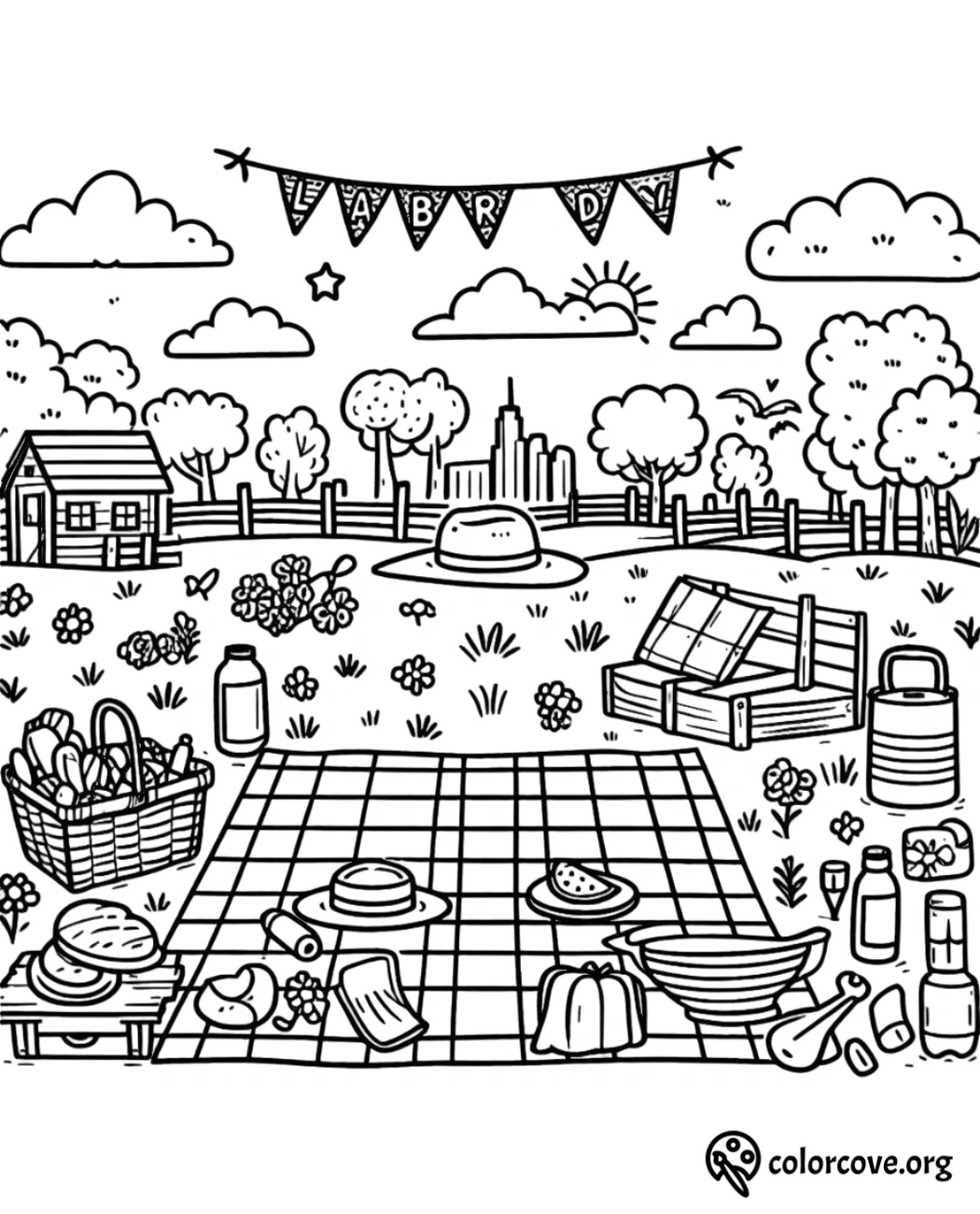 a drawing of a picnic