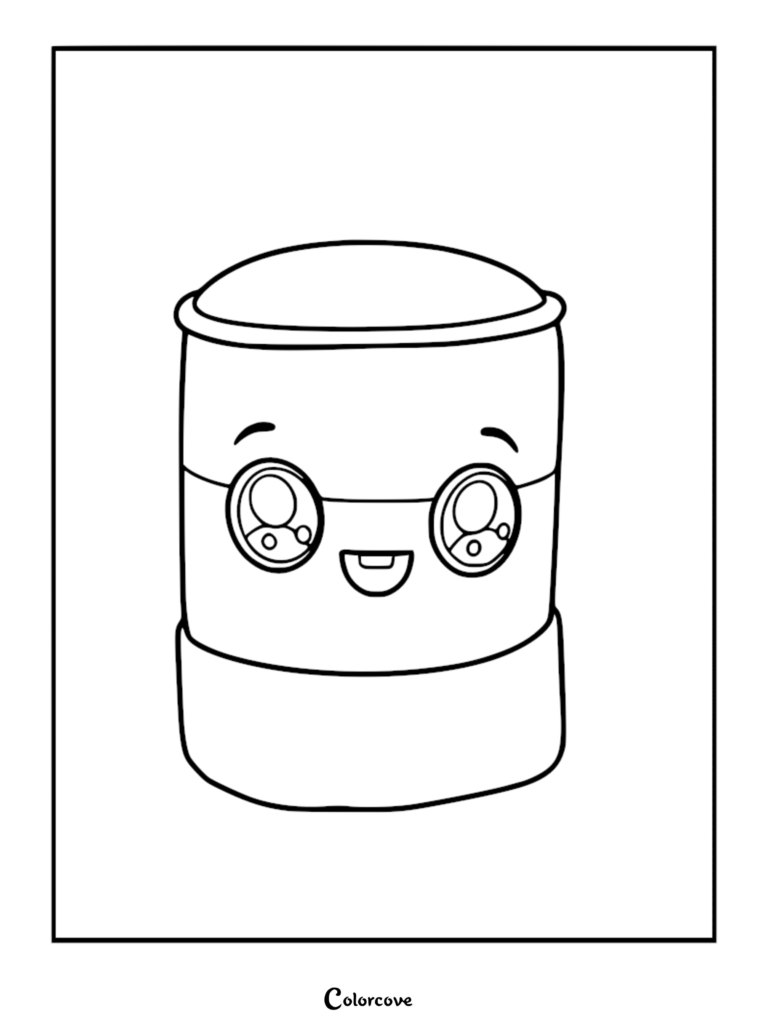 A cute Baby Canny character from LankyBox featured in a simple line art coloring page.