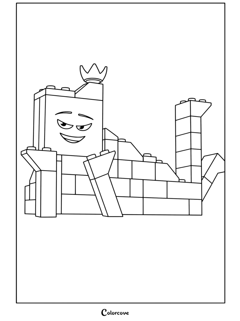 Queen Watevra Wa'Nabi in a relaxed lounge pose from The Lego Movie 2 coloring page
