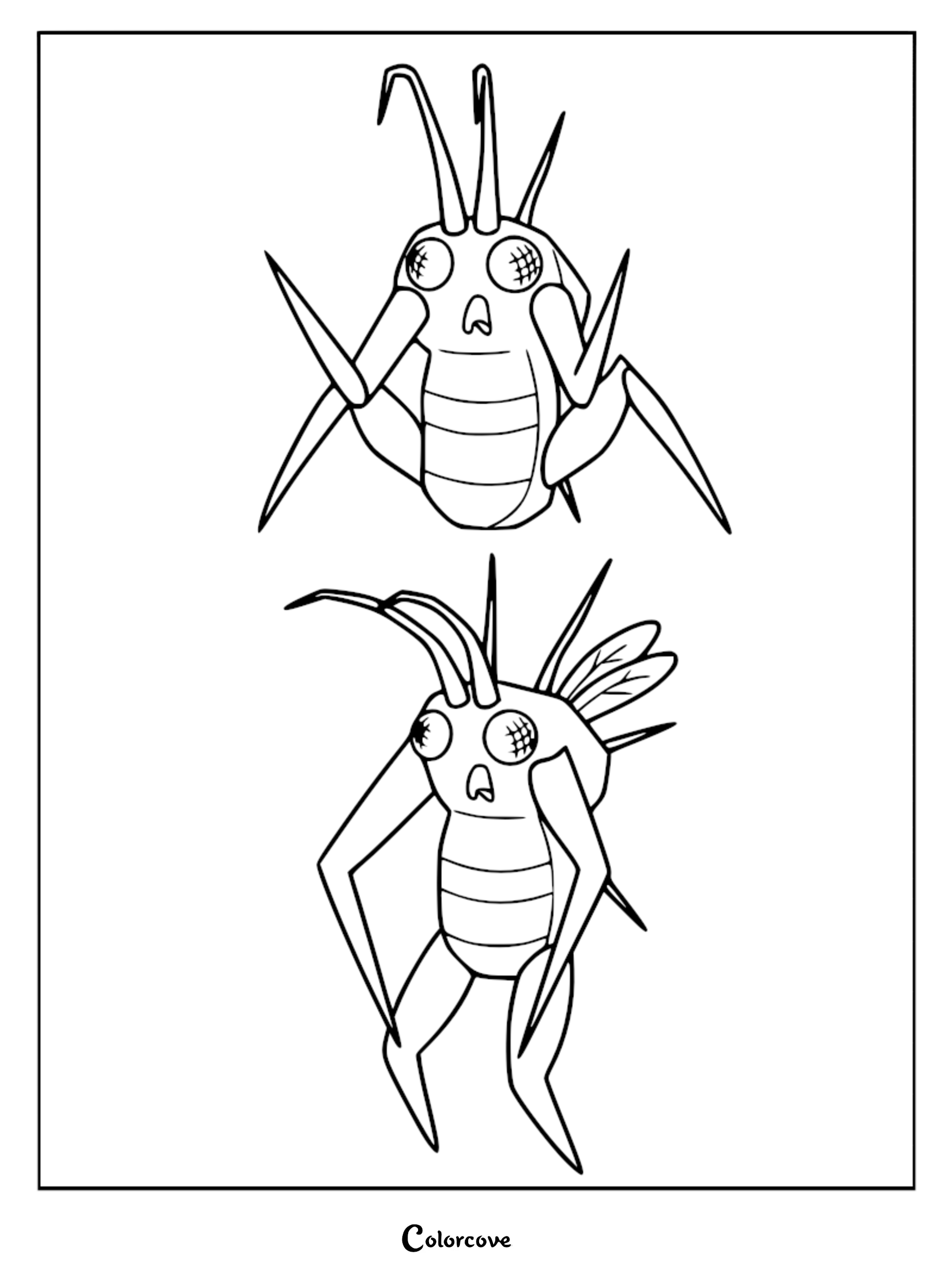 Two Hoarding Bug creatures from Lethal Company depicted in a simple line art coloring page style.