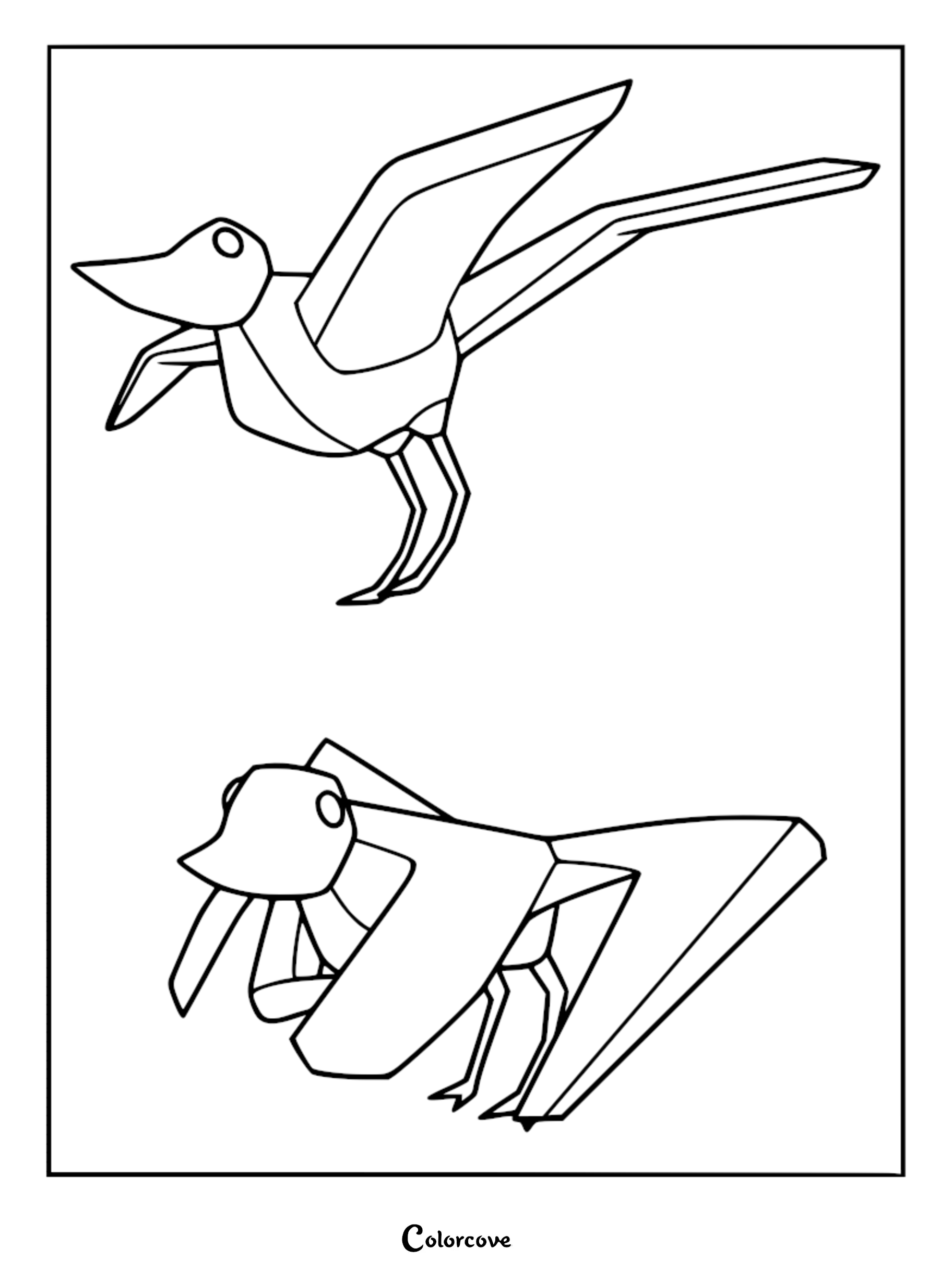 A printable coloring page featuring two Manticoil creatures from Lethal Company, one flying and one perched, rendered in clean black and white line art.