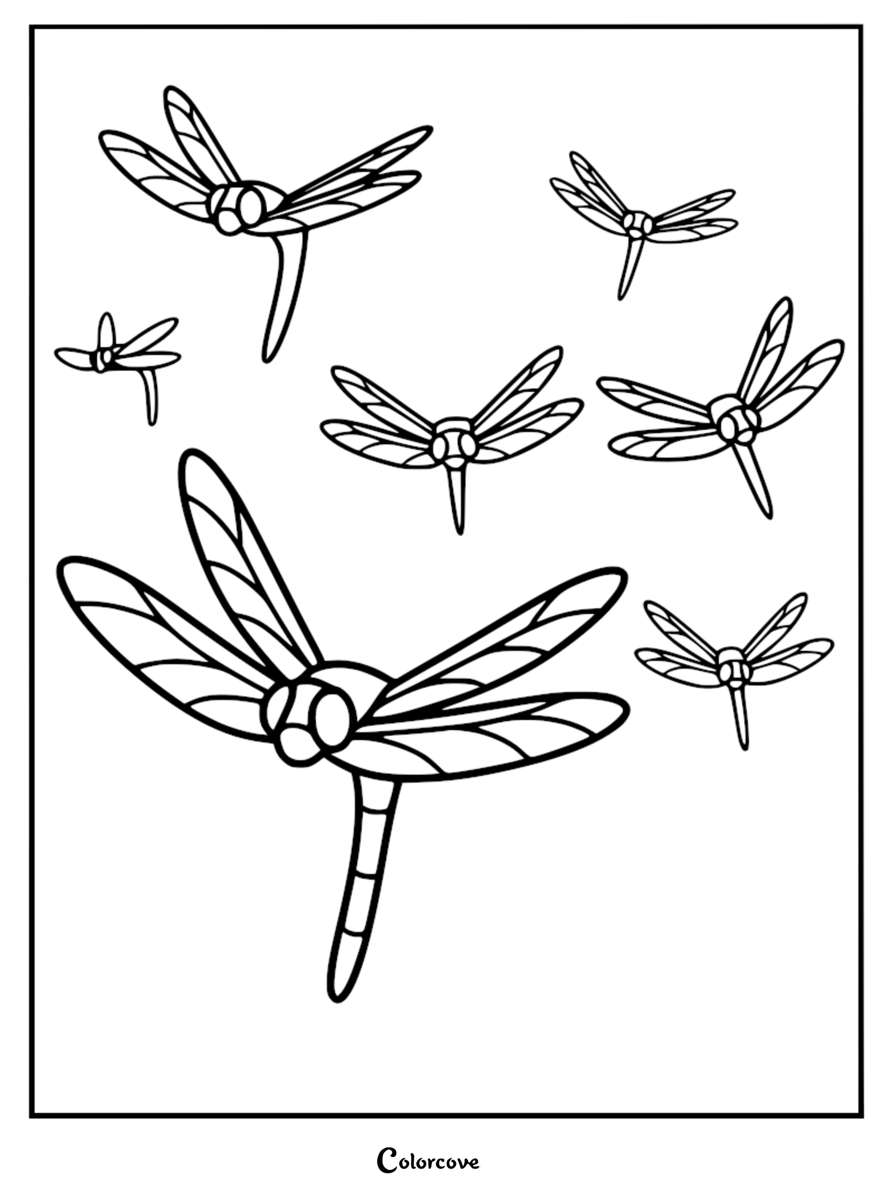 A printable coloring page featuring a swarm of Mask Hornets released from a defeated Butler in Lethal Company.